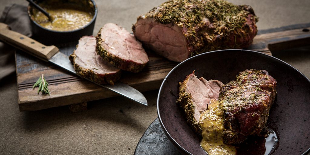Roast Pork Neck With Honey Mustard Glaze