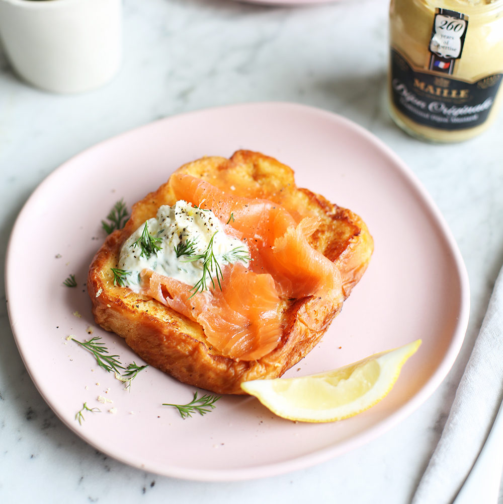 French Toast With Smoked Salmon And Poached Egg