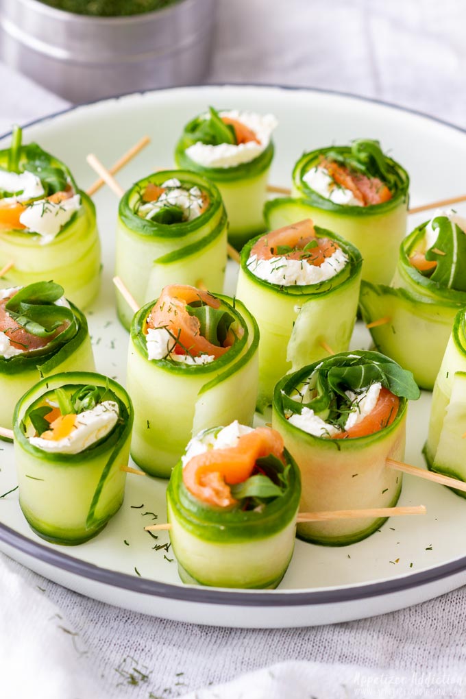 Smoked Salmon Rolls with Cream Cheese and Cucumber